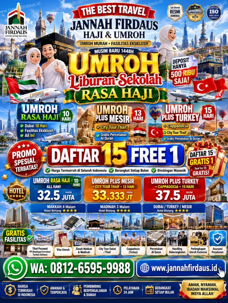 daftar 15 gratis 1 umroh plus